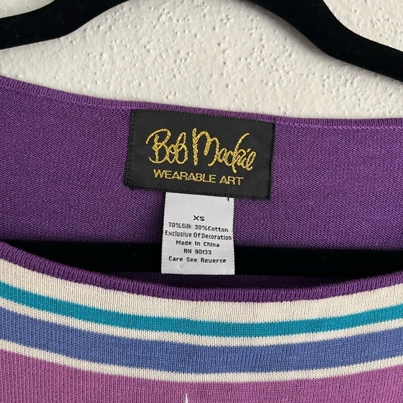 Bob Mockie Woman Purple 70% Silk/ Cotton Boho Oversized Sweater, Size XS - Picture 4 of 8